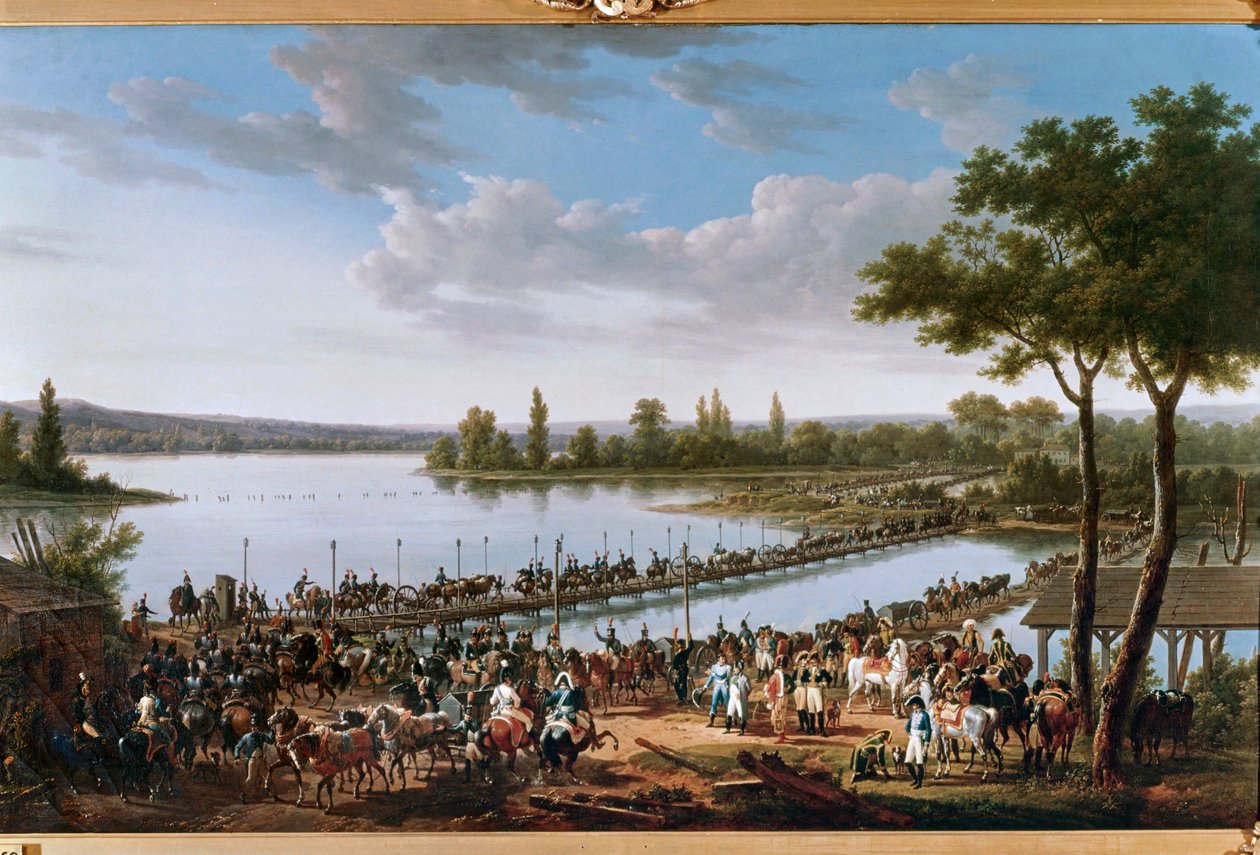De passage van de Donau door Napoleon voor de slag bij Wagram ... (schilderij op doek) door Jacques Francois Joseph Swebach