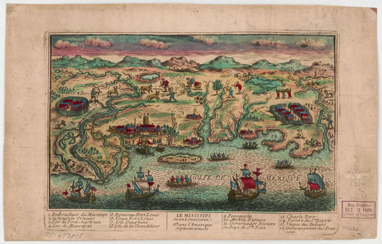 Missisipi of Louisiana in Noord-Amerika. LOC 75693015 door Jacques François Chéreau