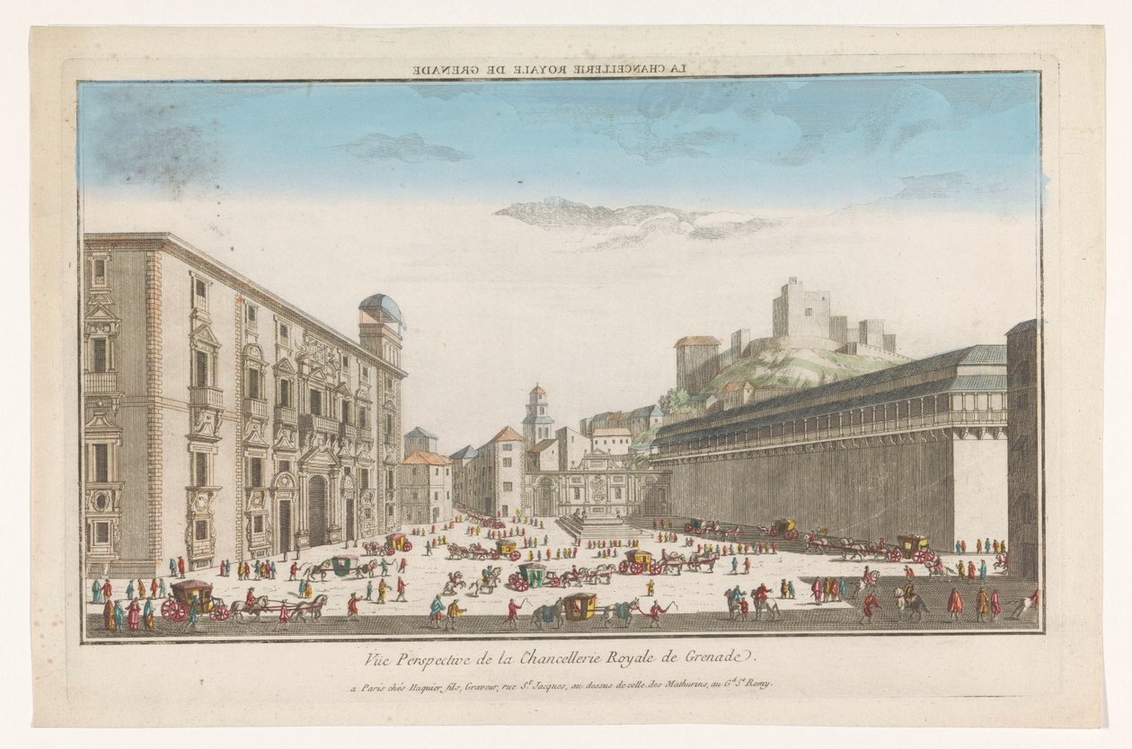 Gezicht op de Real Chancillería te Granada door Jacques Gabriel Huquier