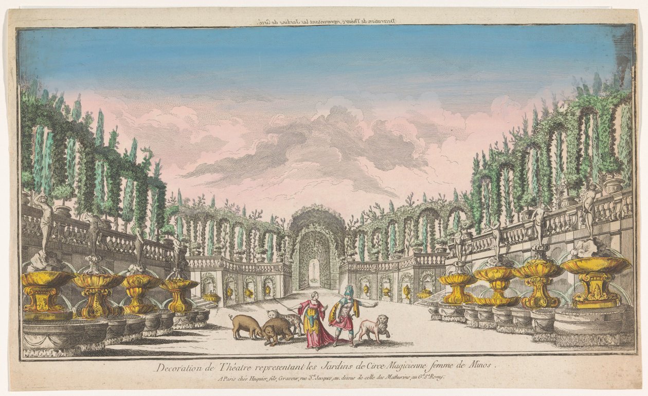 Gezicht op de tuin van Circe door Jacques Gabriel Huquier
