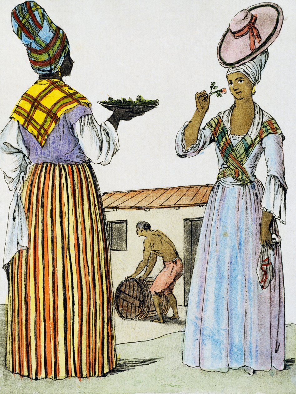 Bloemisten in Santo Domingo, kleurgravure uit Encyclopedie des Voyages door Jacques Grasset de Saint Sauveur