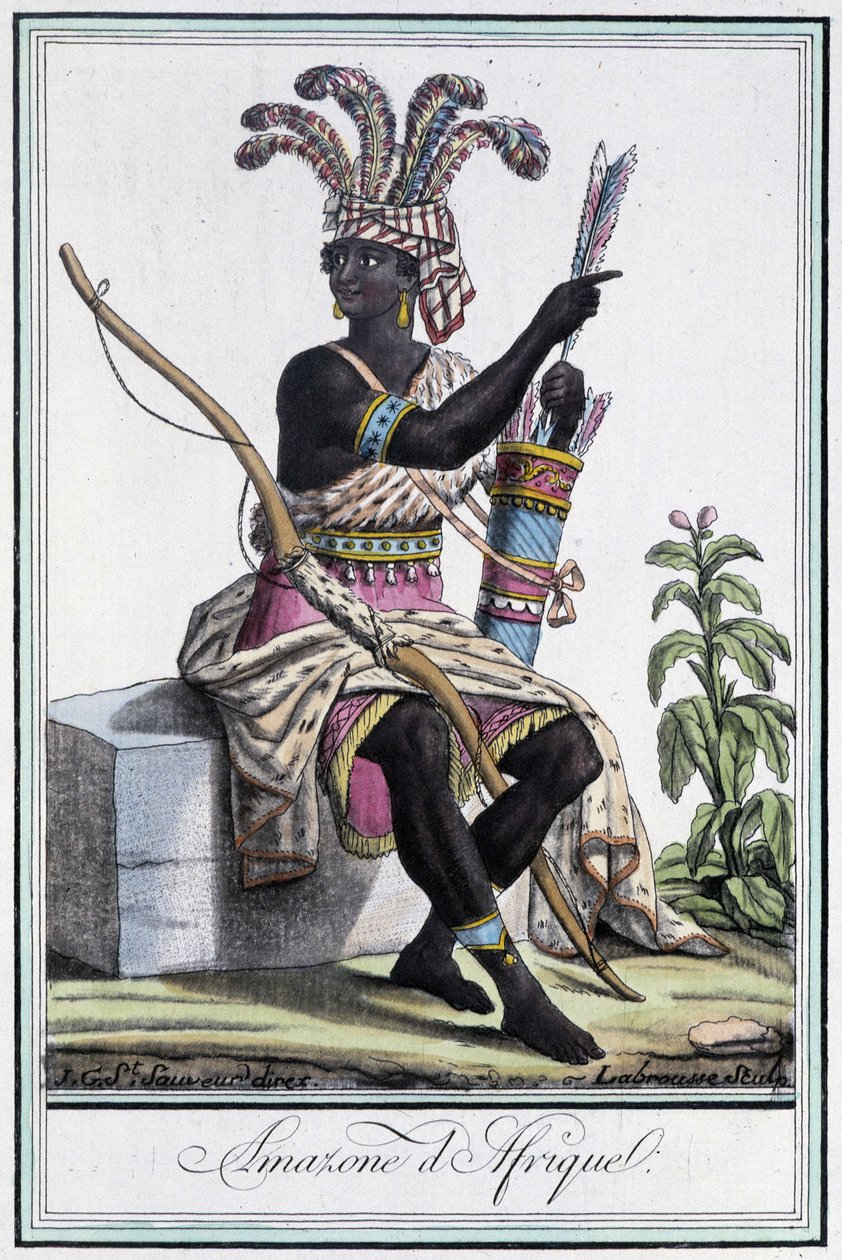 Amazone van Afrika - in "Encyclopedie van Reizen" door Grasset St Sauveur, ed. 1796 door Jacques Grasset de Saint Sauveur