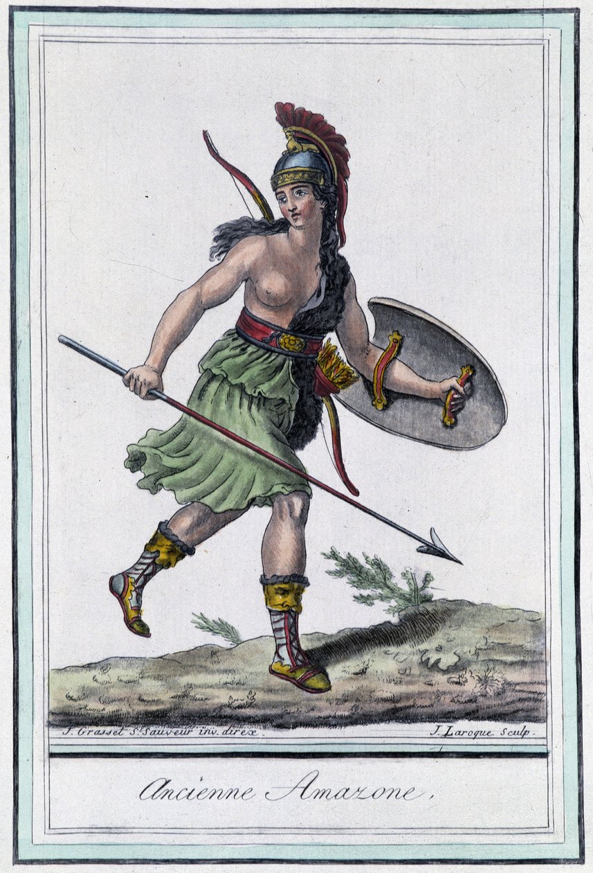 Oude Amazone - in "Encyclopedia of Travels" door Grasset Saint Sauveur, editie Parijs door Jacques Grasset de Saint Sauveur
