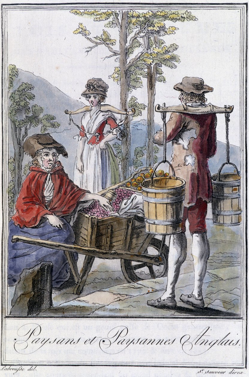 Engelse Boeren en Boeren - in "Encyclopedie van Reizen" door Grasset St Sauveur, ed. 1796 door Jacques Grasset de Saint Sauveur
