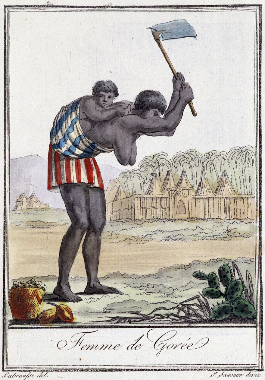 Vrouw van Gorée (Senegal) - in "Encyclopedie van Reizen" door Grasset St Sauveur, ed. 1796 door Jacques Grasset de Saint Sauveur