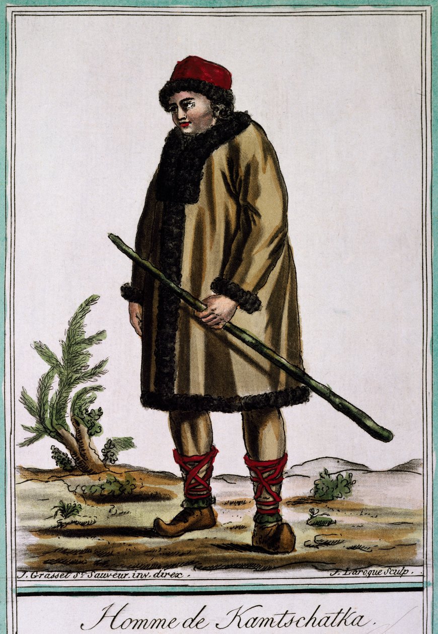 Kamtsjatka man, kleurgravure door Laroque, Rusland door Jacques Grasset de Saint Sauveur