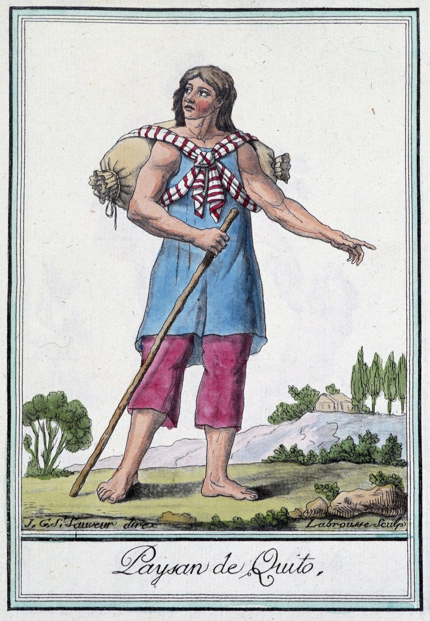 Boer van Quito (Ecuador) - in "Encyclopedia of Travels" door Grasset St Sauveur, ed. 1796 door Jacques Grasset de Saint Sauveur
