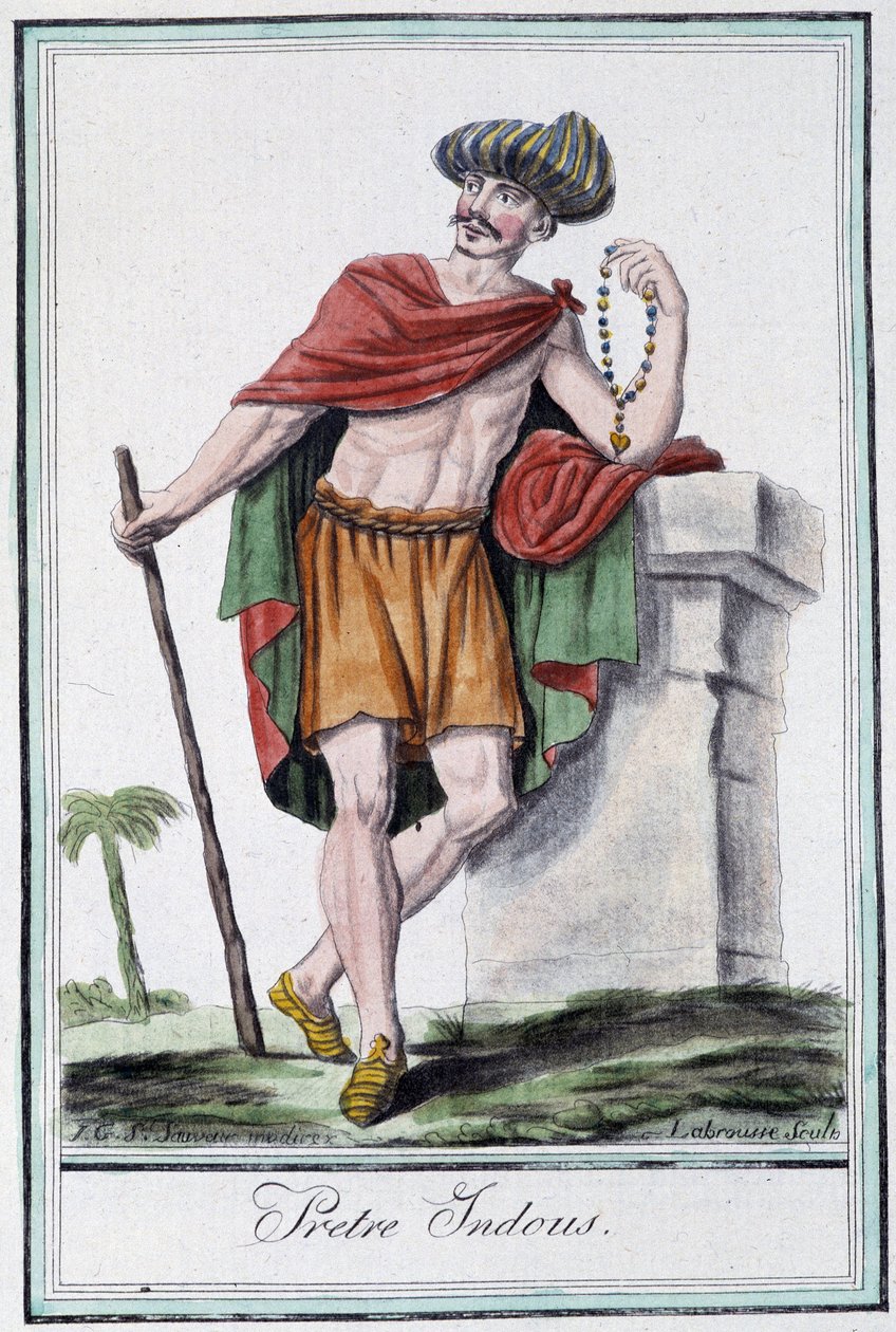 Hindoepriester - in "Encyclopedie van Reizen" door Grasset Saint Sauveur, ed. Parijs 1796 door Jacques Grasset de Saint Sauveur