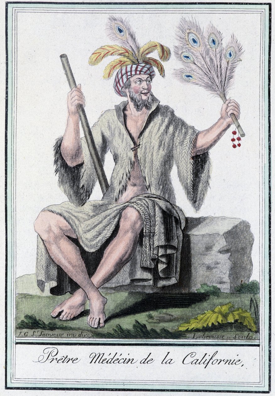 Priester arts van Californië - in "Encyclopédie des voyages" door Grasset Saint Sauveur, ed. Parijs 1796 door Jacques Grasset de Saint Sauveur