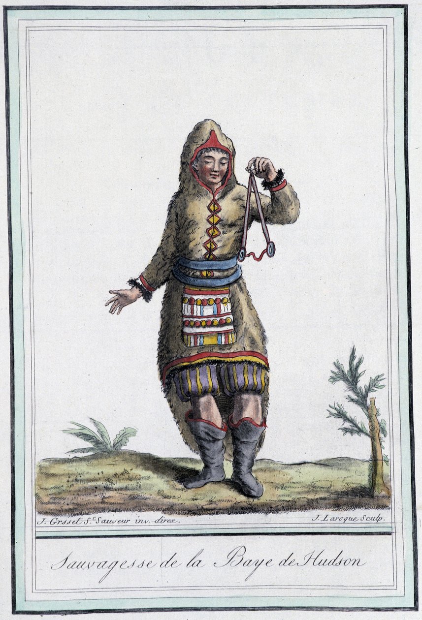 Sauvagesse van Hudson Bay (Canada) - in "Encyclopedie van Reizen" door Grasset St Sauveur, ed. 1796 door Jacques Grasset de Saint Sauveur