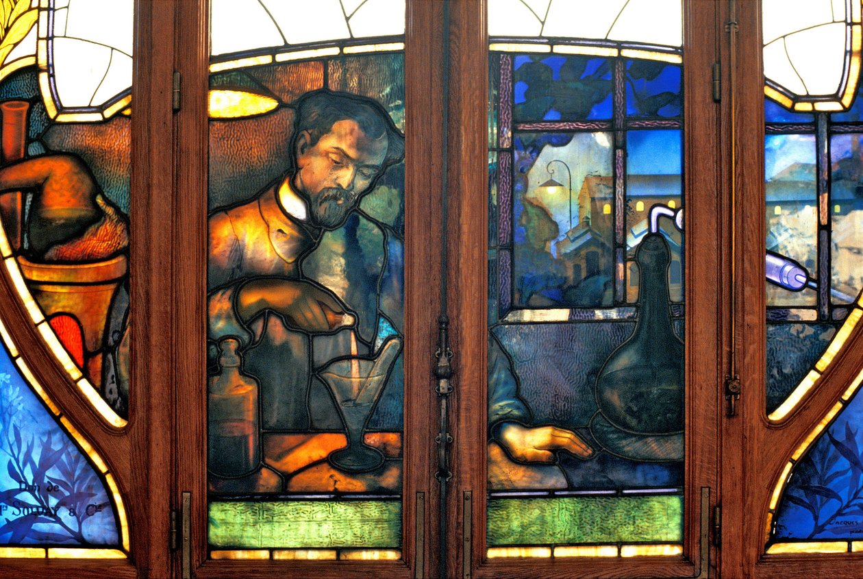 Nancy, Art Nouveau, Kamer van Koophandel, Glas-in-loodramen door Jacques Gruber door Jacques Gruber