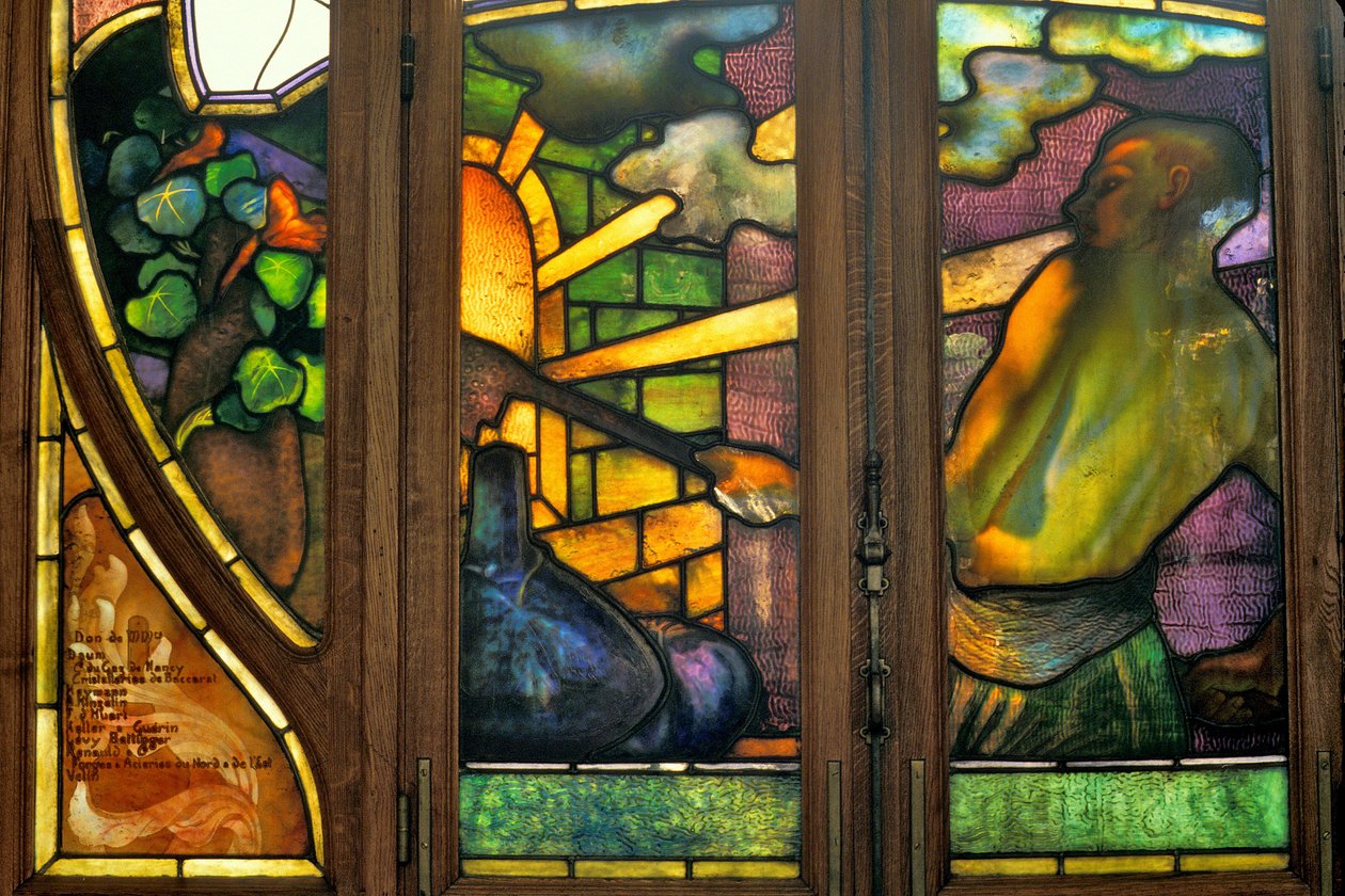 Nancy (departement 54), Art Nouveau, Kamer van Koophandel en Beurs, Glas-in-lood door Jacques Gruber (1870-1936) door Jacques Gruber