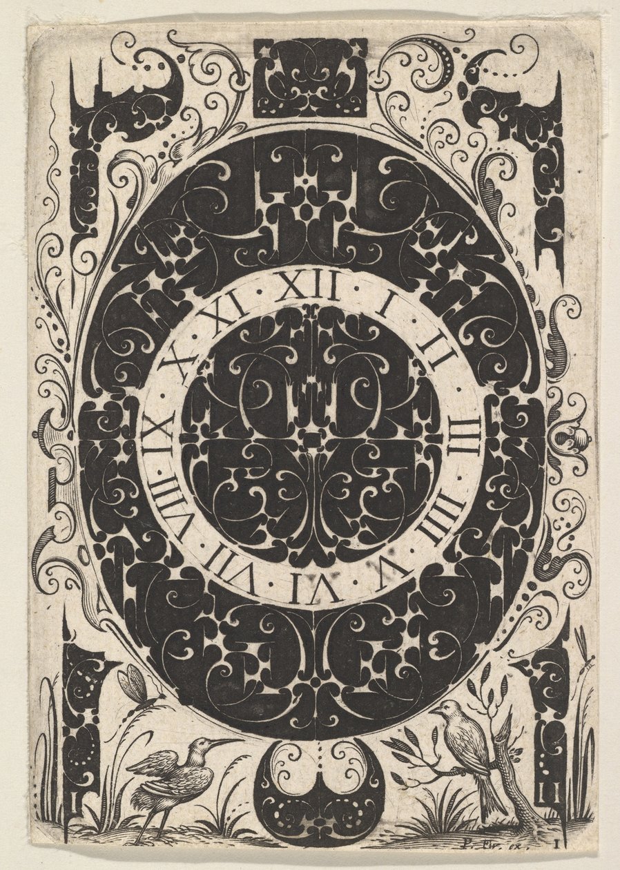 Ovale horlogekast met vogels en kleinere motieven door Jacques Hurtu