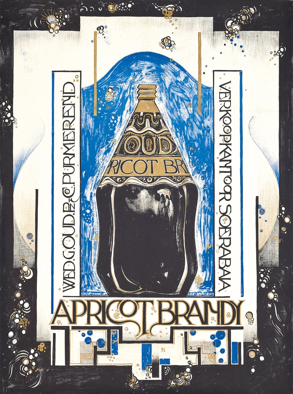Poster die abrikozenbrandewijn adverteert, voor de wijn- en sherryverkoper Oud, c.1920 door Jacques Jongert