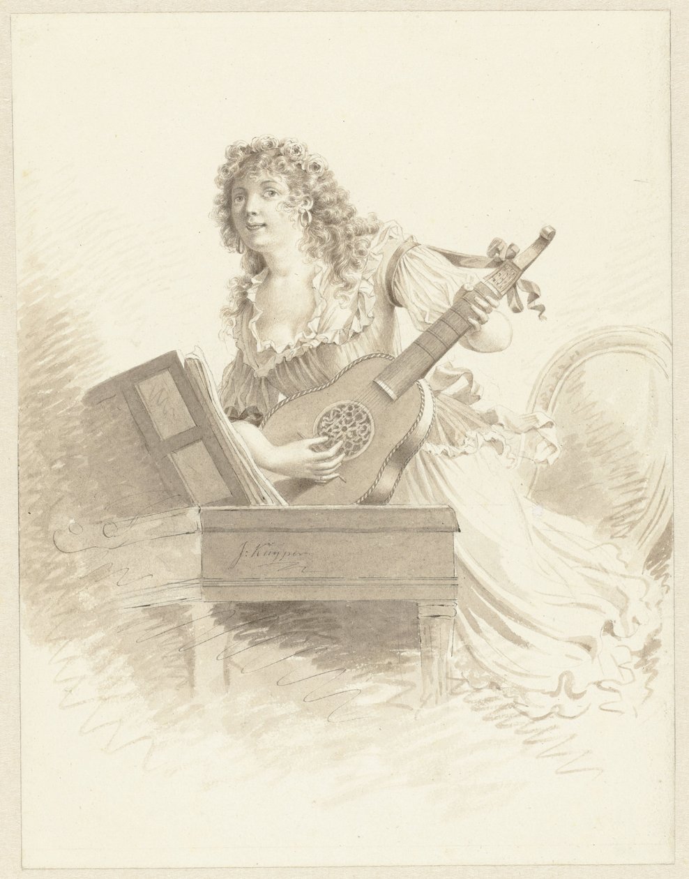 Dame met een gitaar door Jacques Kuyper