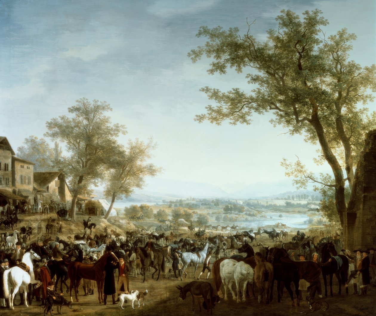 Paardenmarkt in Gaillard door Jacques Laurent Agasse