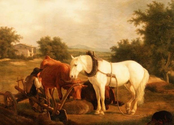 Het ploegteam rustend door Jacques Laurent Agasse