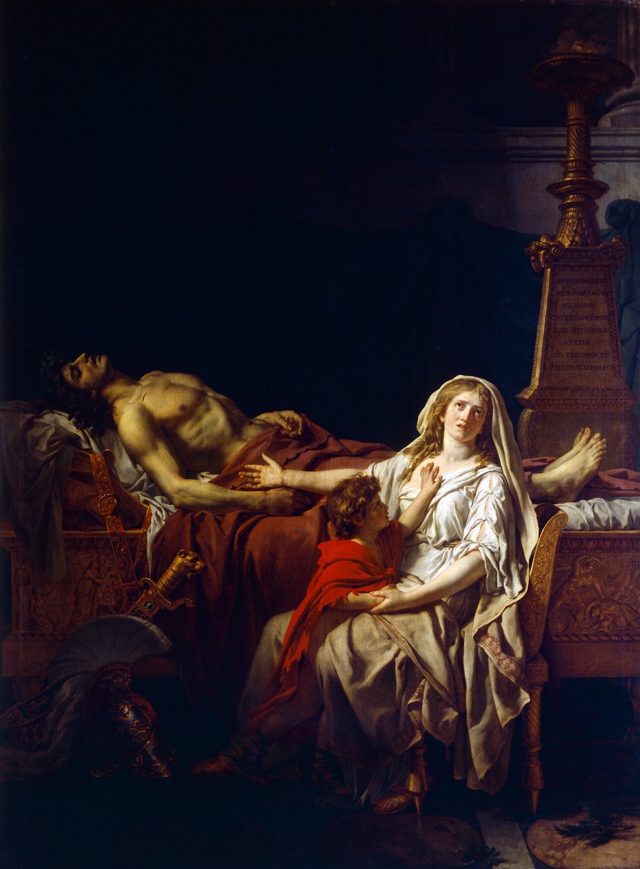 Andromache rouwt over het lichaam van Hector, door Jacques-Louis David (1748-1825) door Jacques Louis (studio of) David