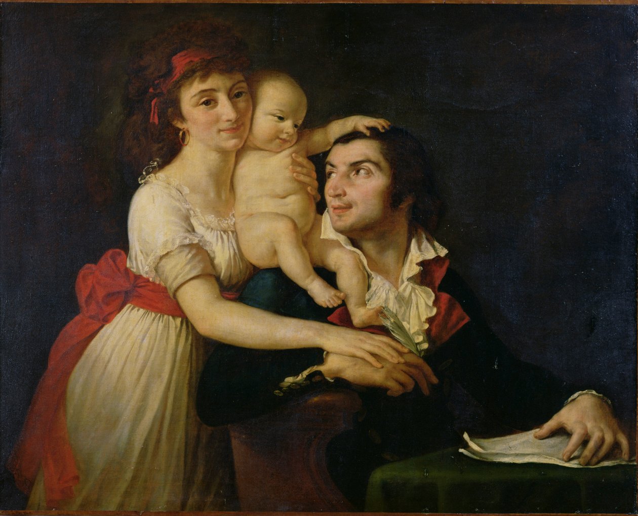 Camille Desmoulins, zijn vrouw Lucile en hun zoon Horace-Camille door Jacques Louis (workshop of) David