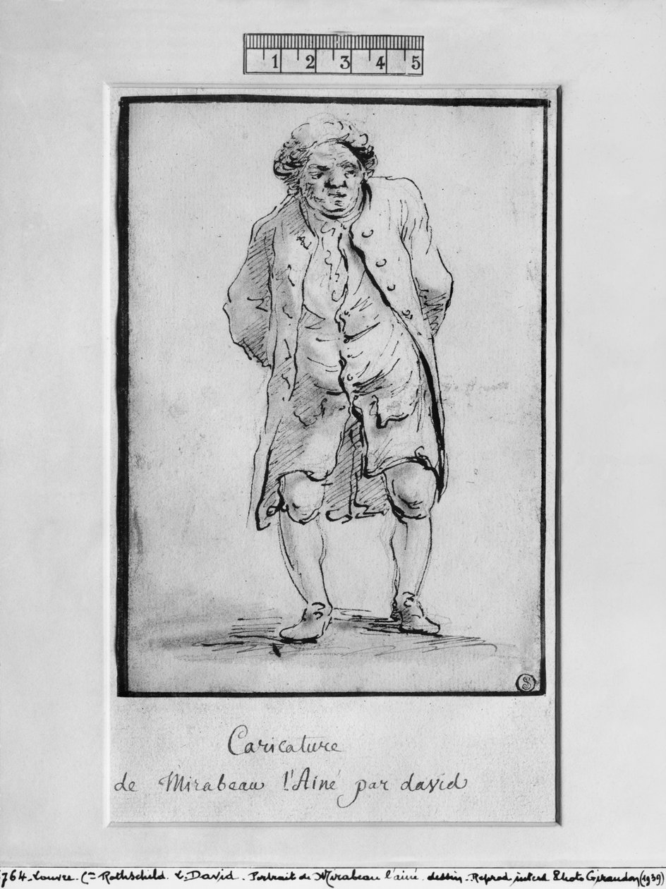 Karikatuur van Honore Gabriel Riqueti, Graaf de Mirabeau door Jacques Louis David