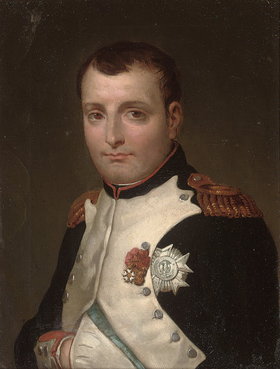 Detail van Napoleon in zijn studeerkamer in het Tuilerieënpaleis door Jacques Louis David