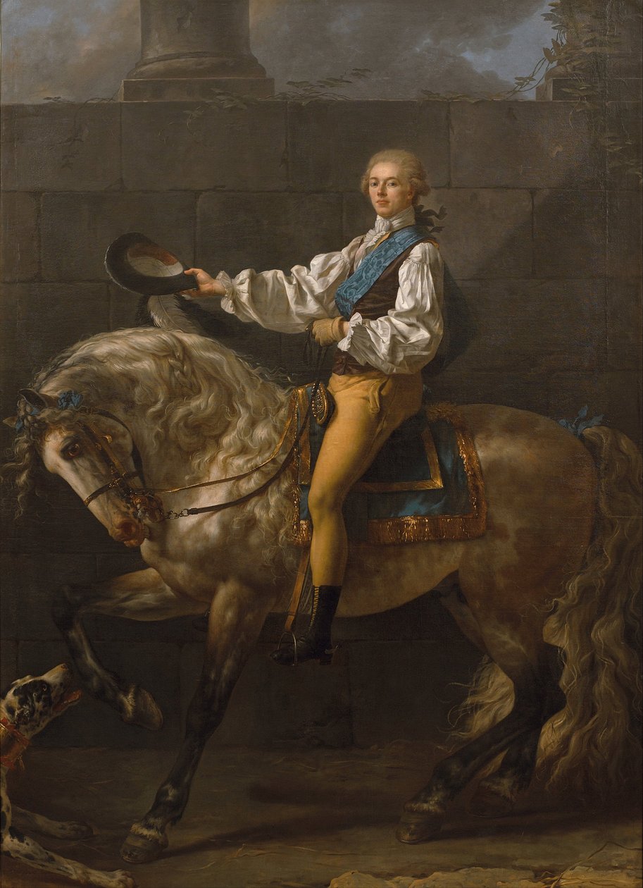 Ruiterportret van Stanislaw Kostka Potocki 1755-1821 door Jacques Louis David