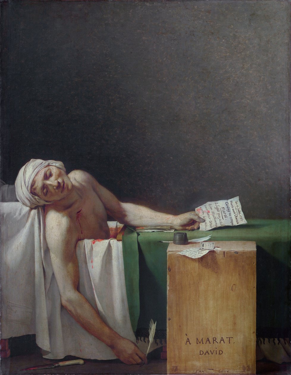 Frans:  La Mort de Marat De dood van Marat door Jacques Louis David