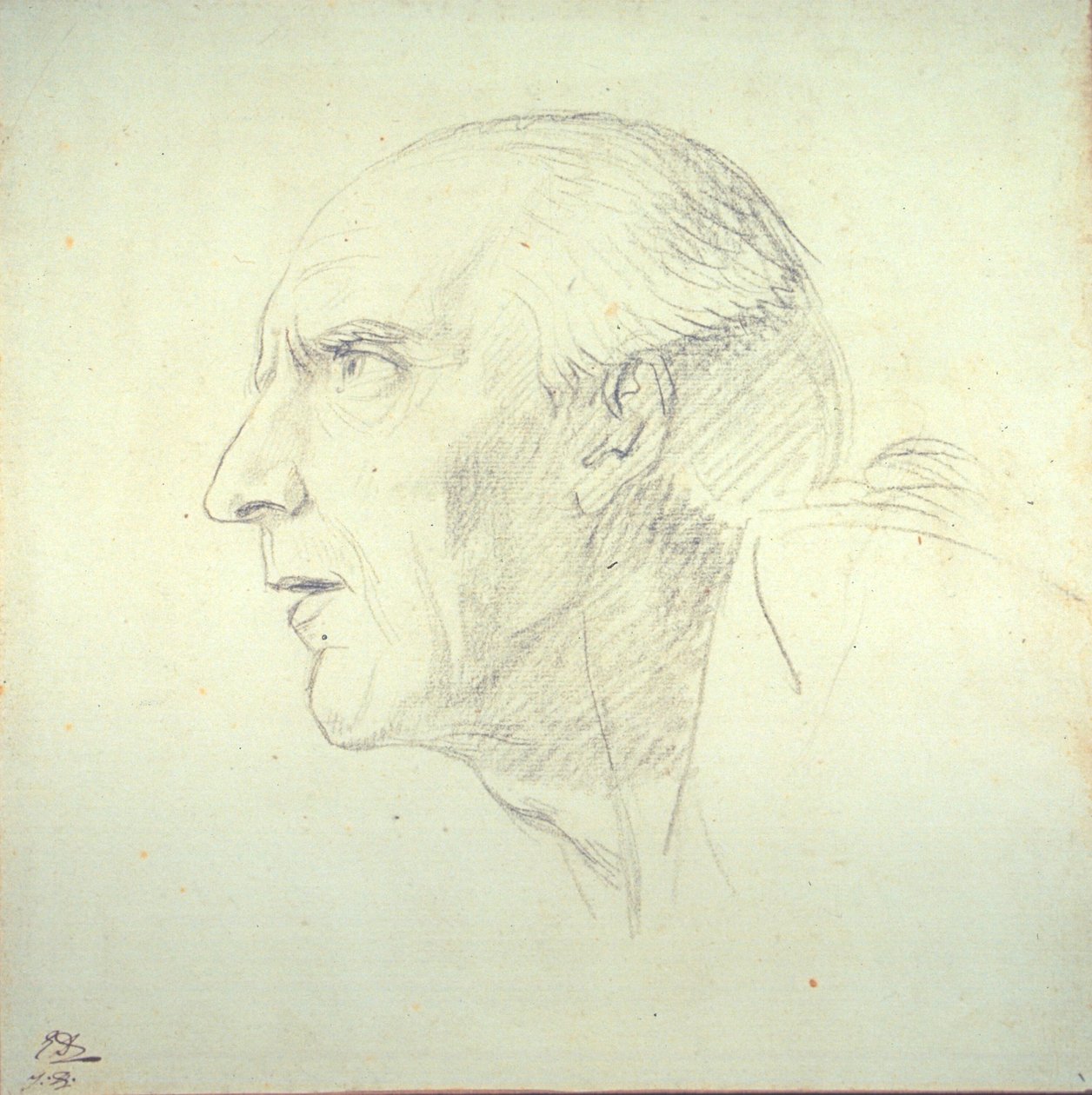 Hoofd van een oude man in profiel door Jacques Louis David