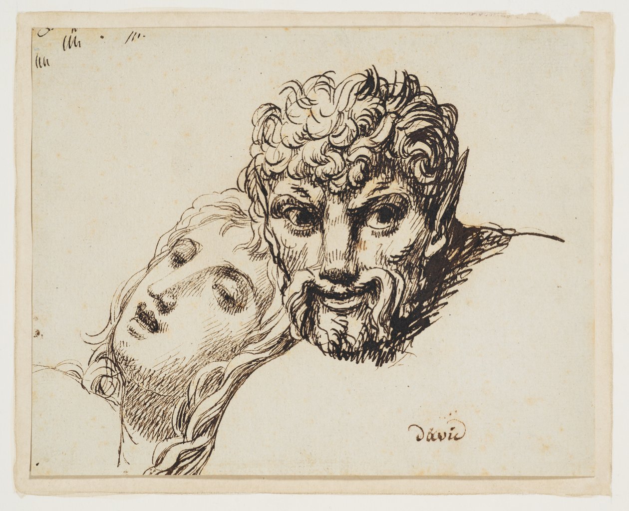 Hoofden van een faun en een liggende vrouw (De hoofden van een jonge vrouw en een faun) door Jacques Louis David