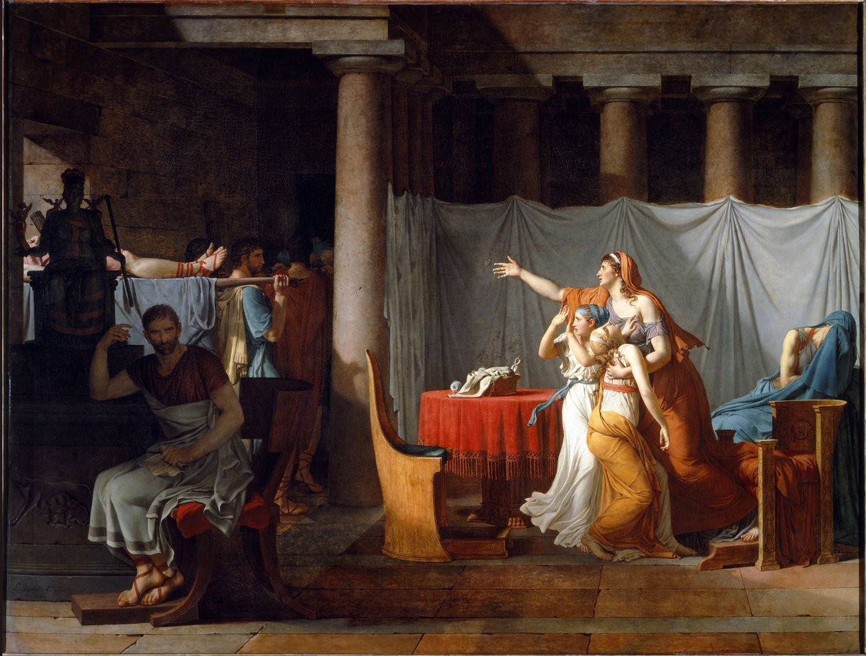 Lictoren brengen Brutus de lichamen van zijn zonen door Jacques Louis David