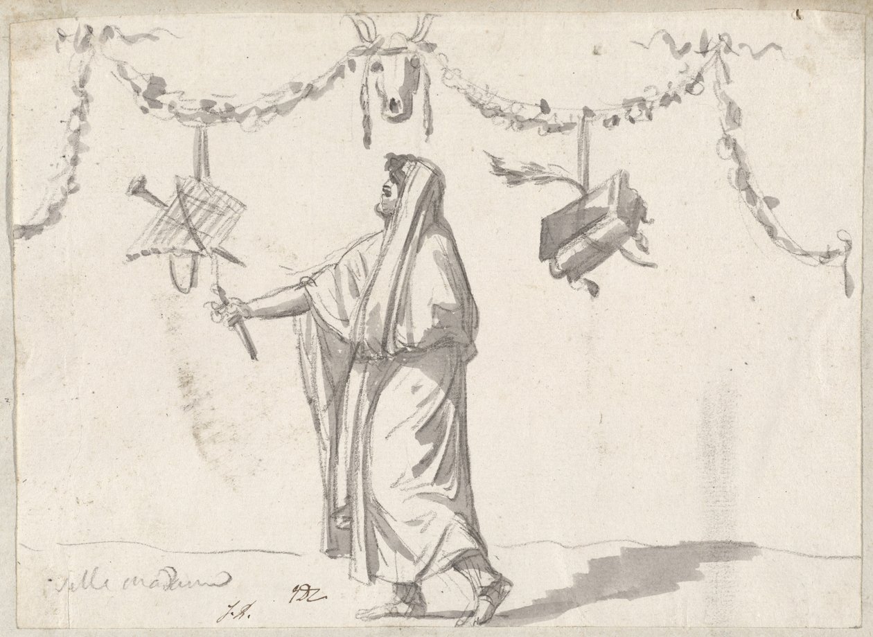 Ornament met een Bebaarde Man in Oude Kleding door Jacques Louis David