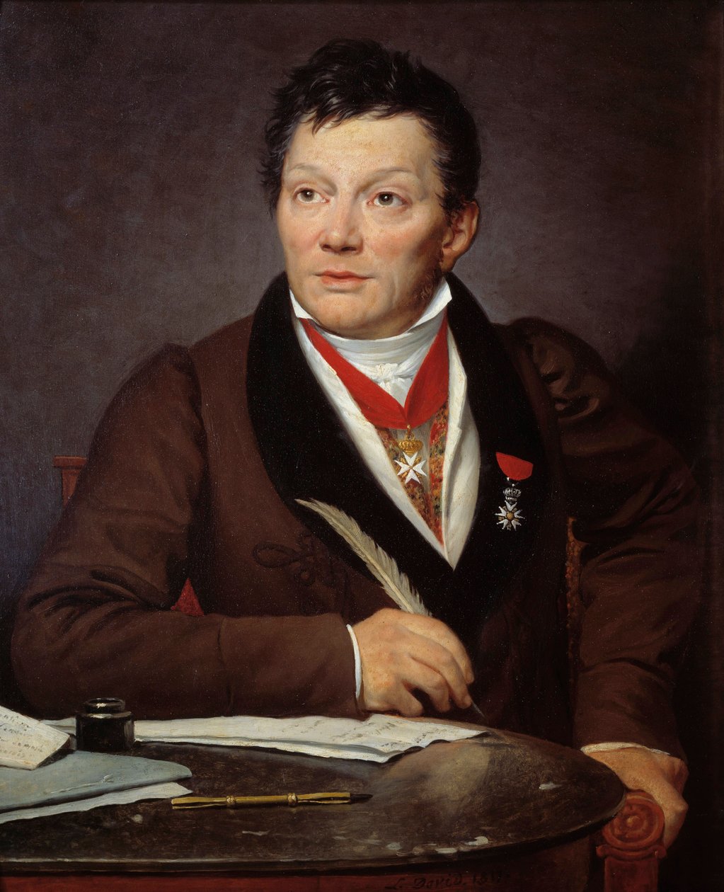 Portret van Alexandre Lenoir, archeoloog en curator van het Musée des Monuments français door Jacques Louis David
