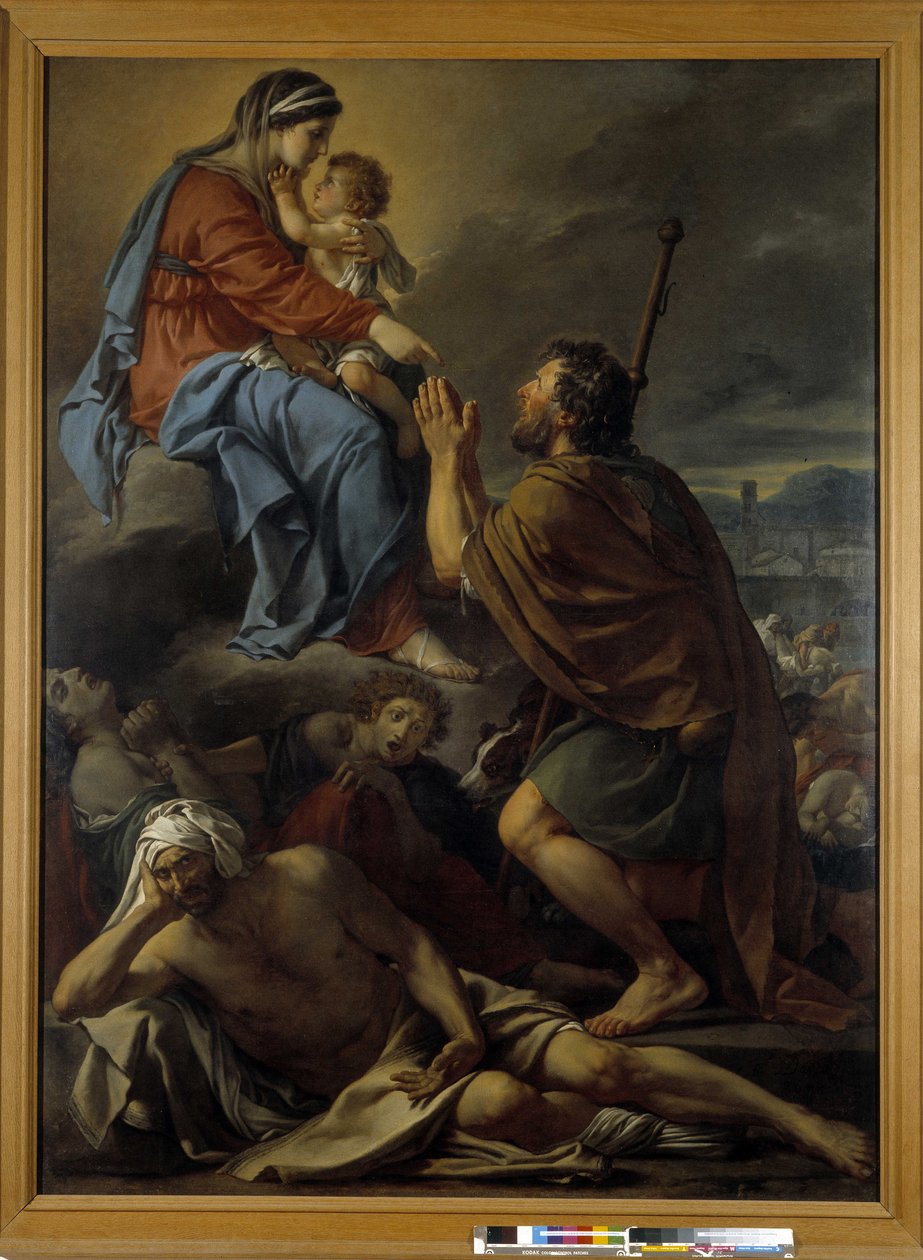 Sint Rochus bidt tot de Maagd voor het stoppen van de pest door Jacques Louis David