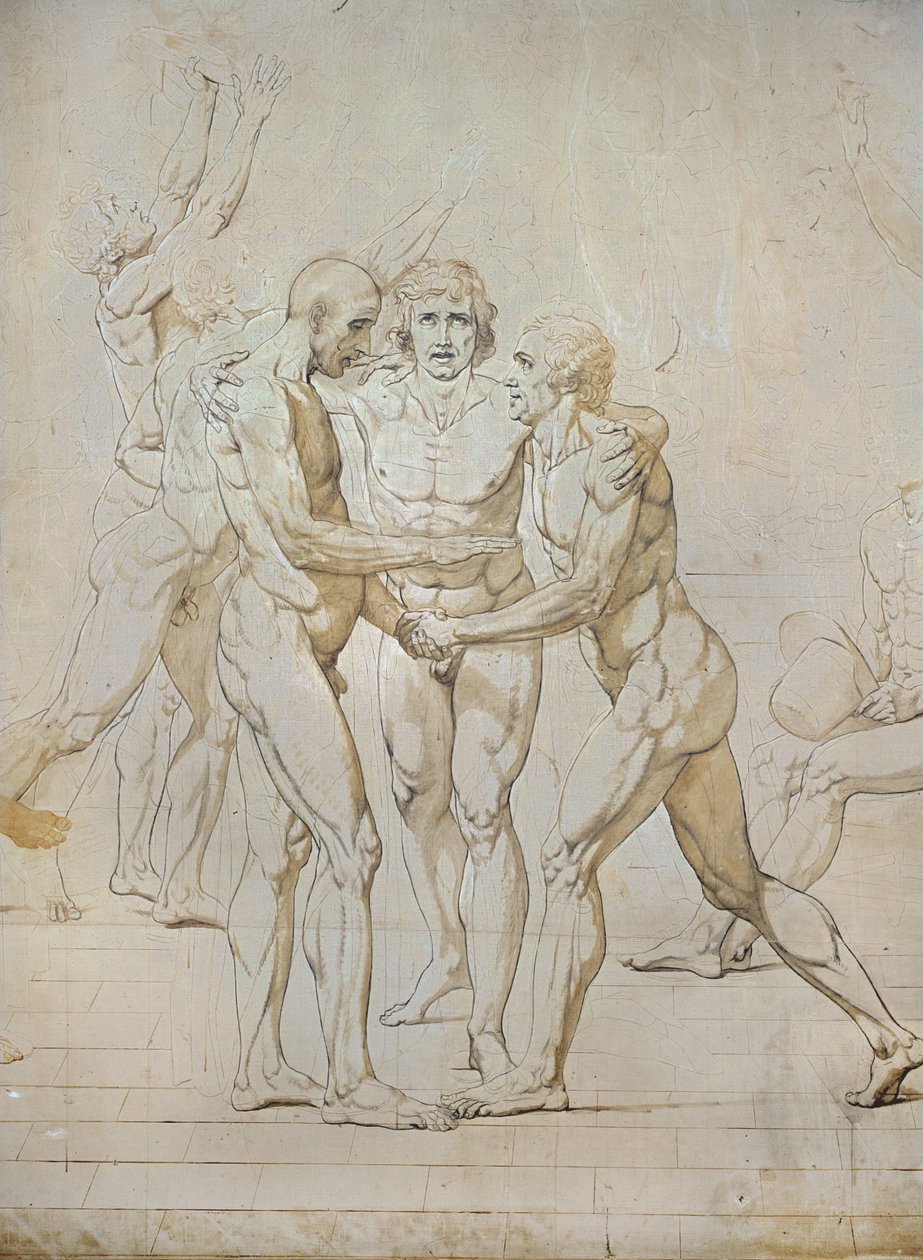 Schets voor de Eed van het Jeu de Paume ... door Jacques Louis David