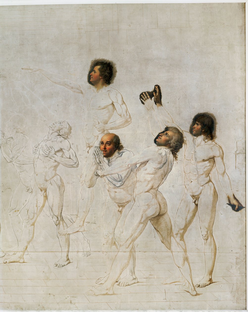 Schets voor de Eed van het Jeu de Paume ... door Jacques Louis David