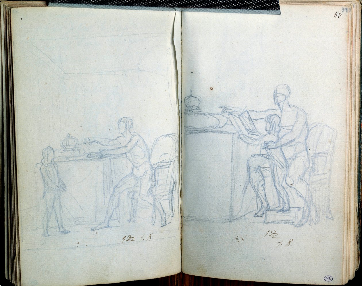 Studie voor portret van Lodewijk XVI en de dolfijn door Jacques Louis David