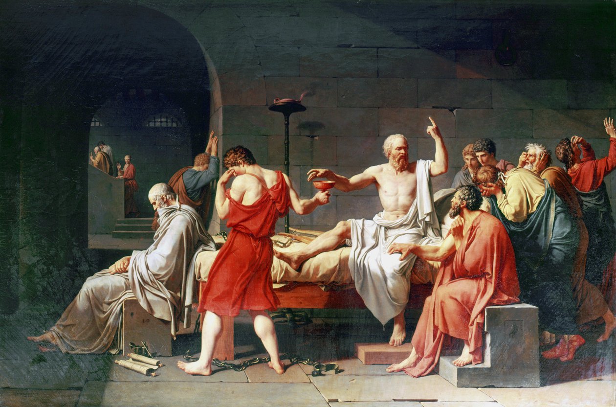 De dood van Socrates, 4e eeuw v.Chr., 1787 door Jacques Louis David