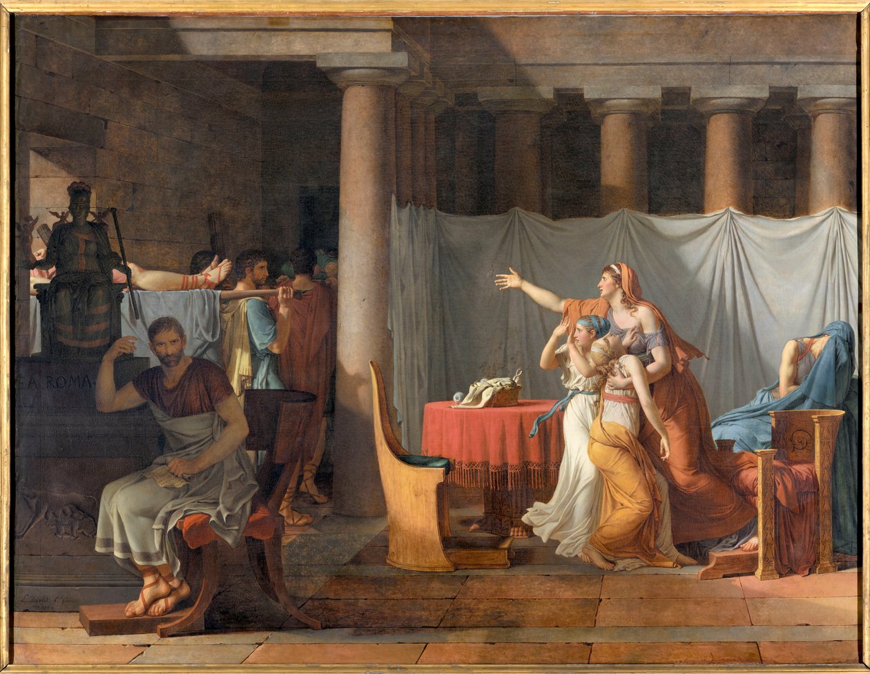 De Lictors rapporteren aan Lucius Junius Brutus de lichamen van zijn zonen door Jacques Louis David