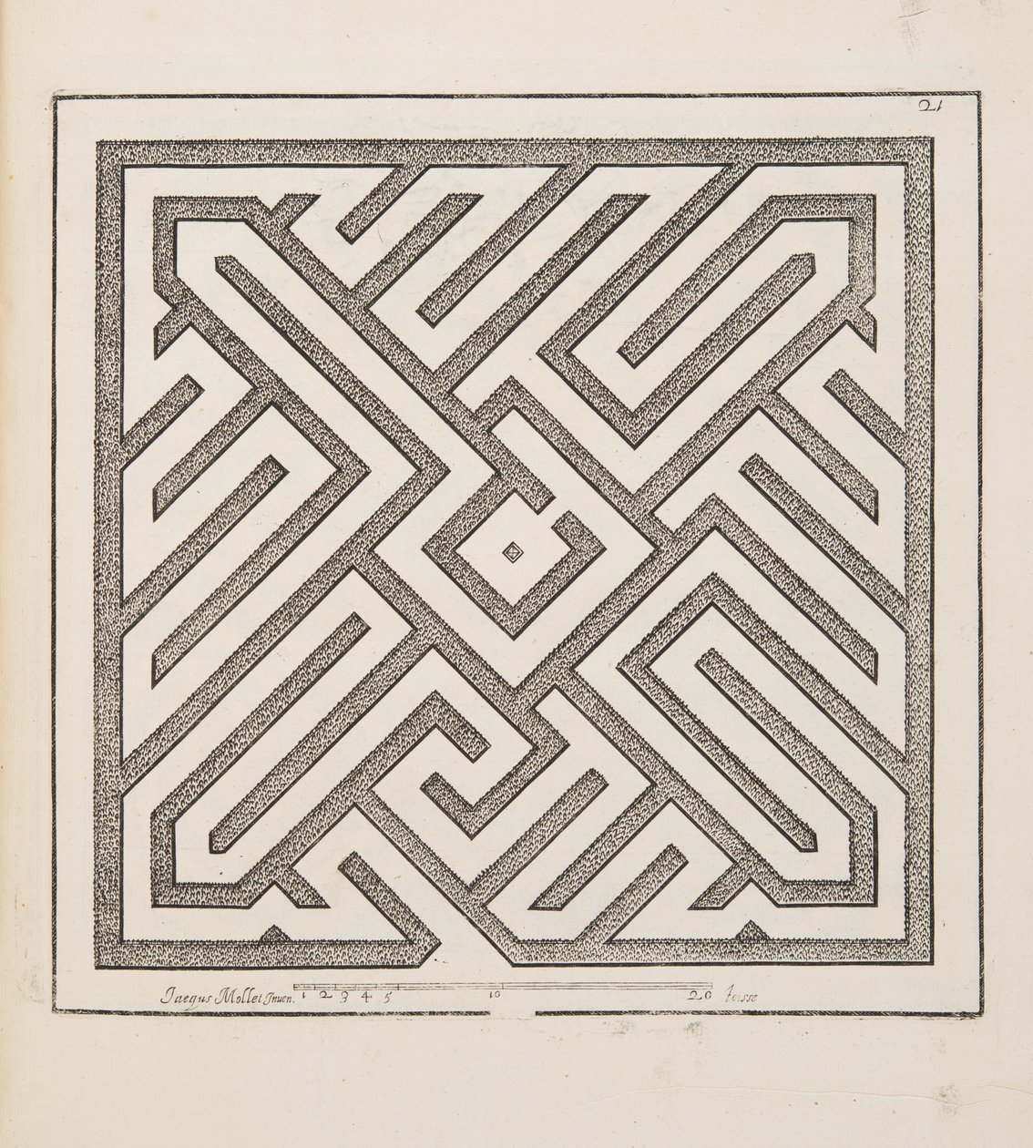 Ontwerp voor Parterre, uit Theatre des Plans et Jardinages, uitgegeven 1652 (gravure) door Jacques Mollet