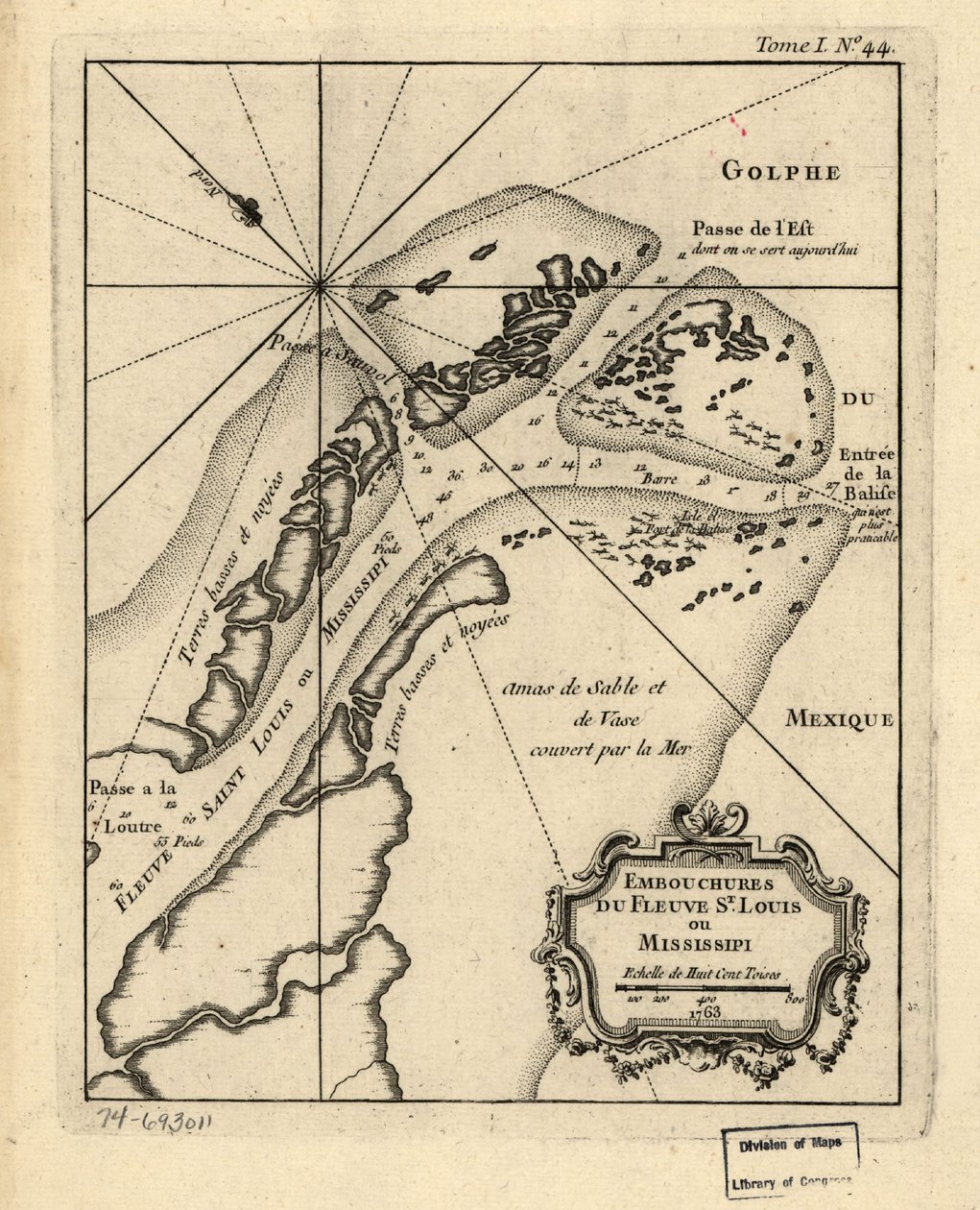Monden van de St. Louis of Mississippi. 1763. LOC 74693011 door Jacques Nicolas Bellin
