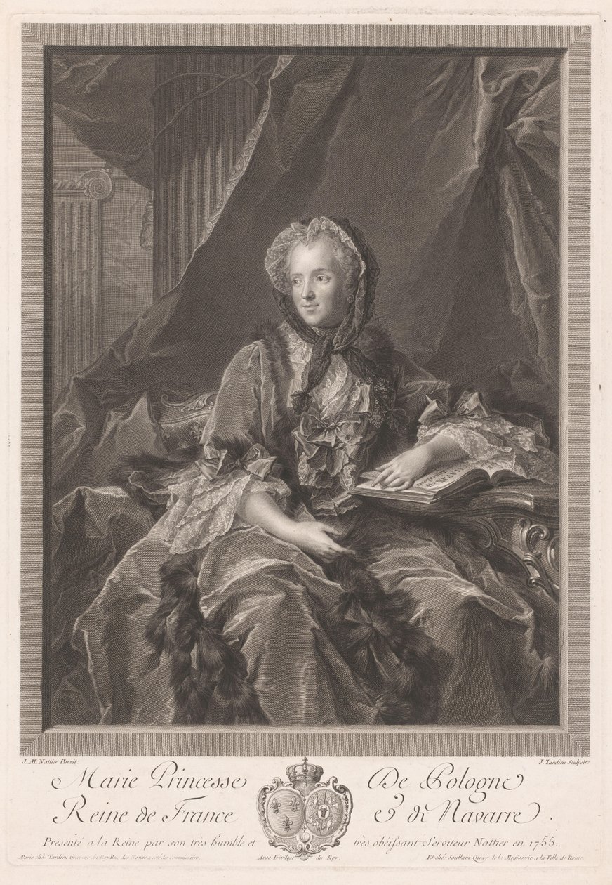Portret van koningin Maria Lesczinska door Jacques Nicolas Tardieu