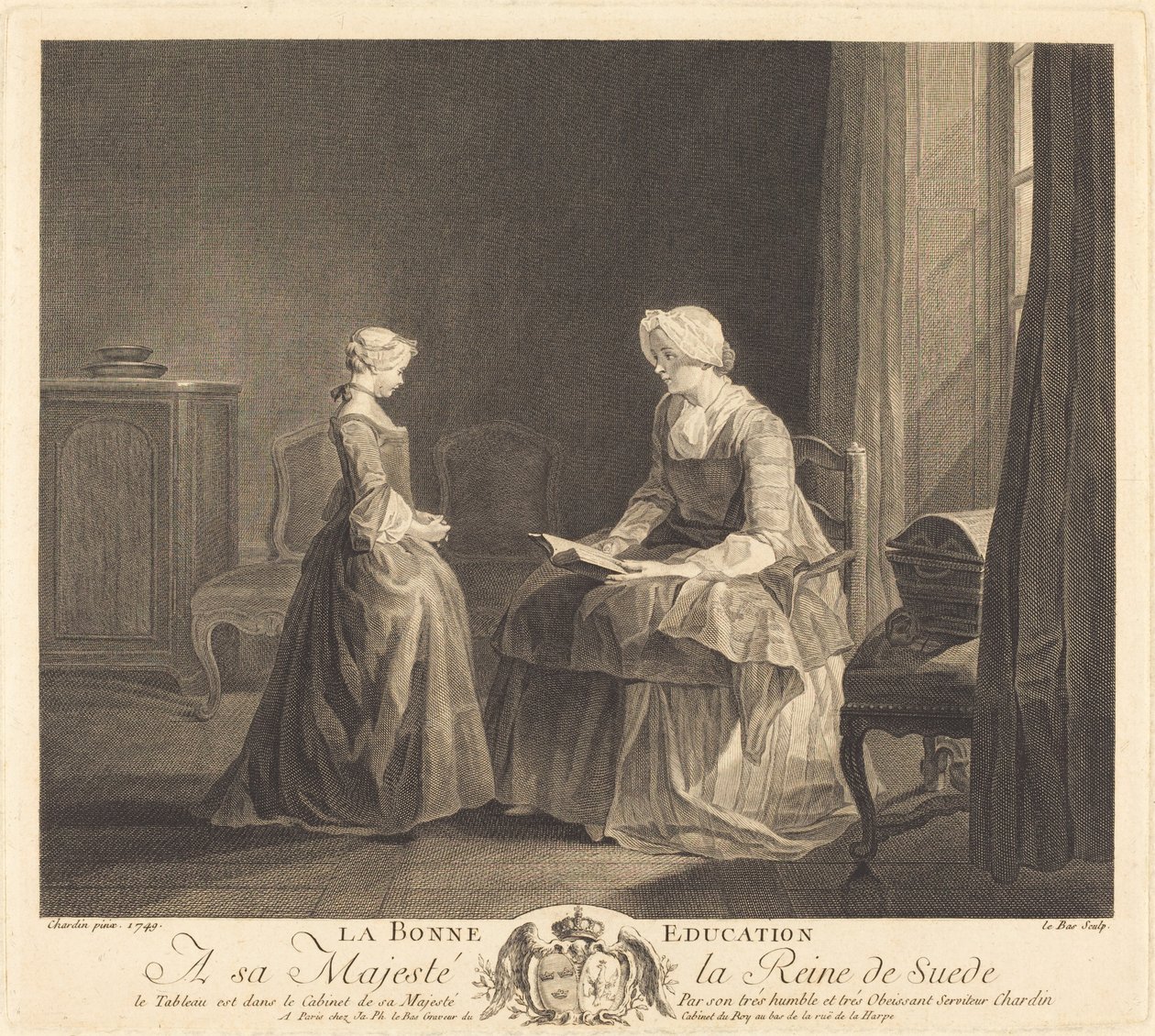 De Goede Opvoeding door Jacques Philippe Le Bas after Jean Siméon Chardin