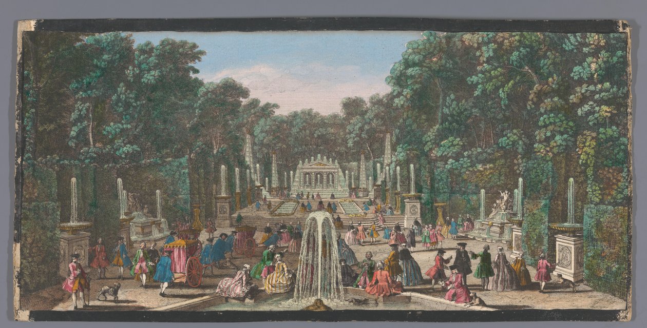 Gezicht op het Bosquet de l’Arc de Triomphe in de Tuin van Versailles door Jacques Rigaud (possibly)