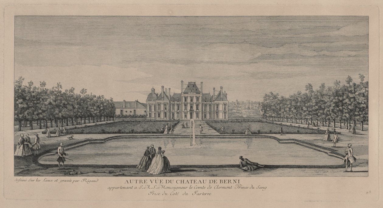 Kasteel van Berny vanuit de Tuinen door Jacques Rigaud