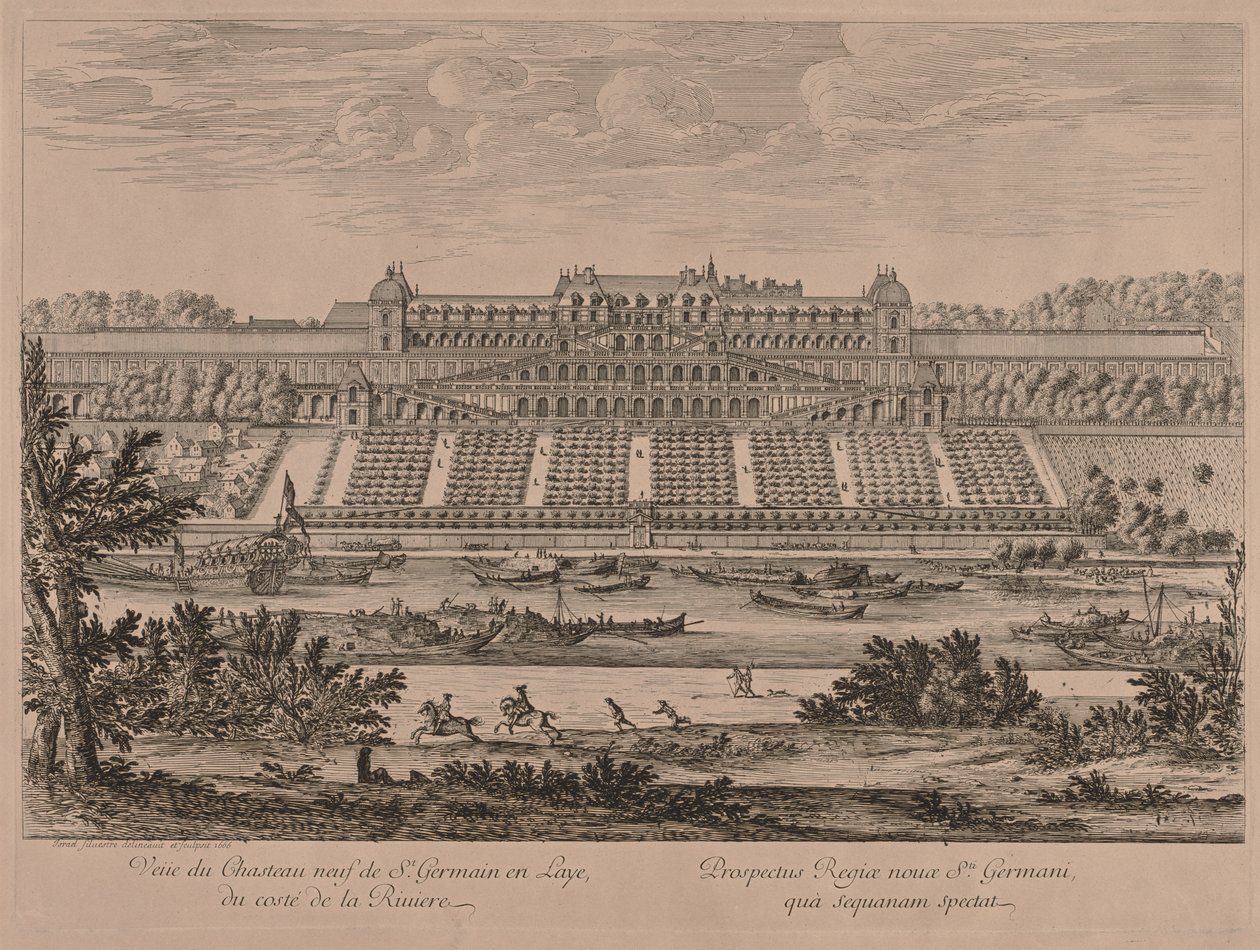 Kasteel van St. Germain en Laye vanaf de rivier door Jacques Rigaud