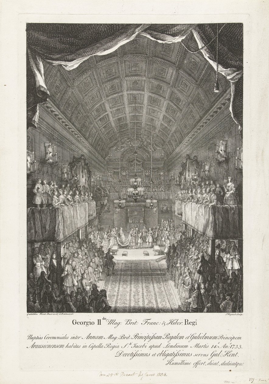 Huwelijk van Willem IV met prinses Anna, 1734 door Jacques Rigaud