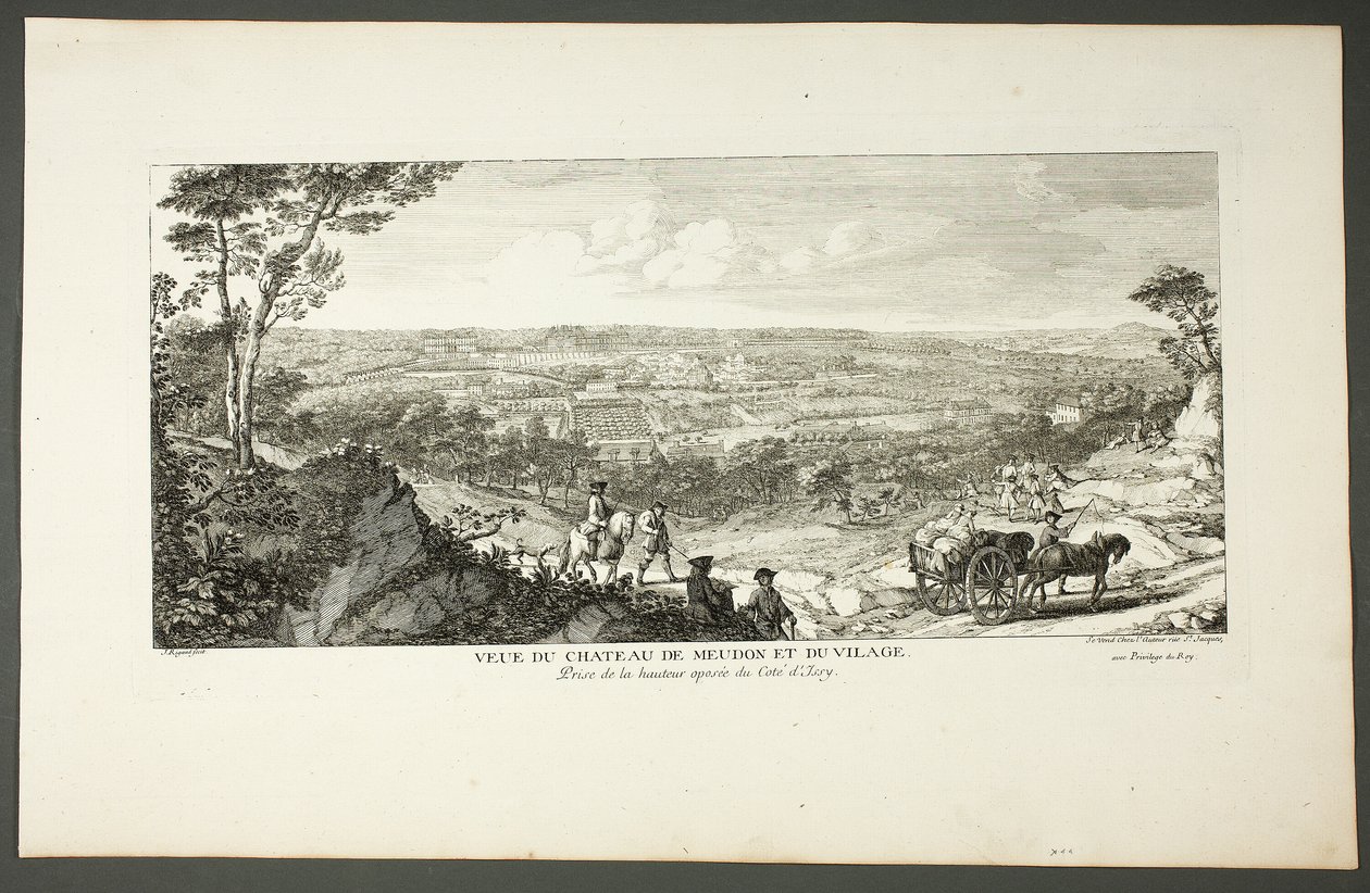 Gezicht op het Koninklijk Paleis van Meudon en het dorp, uit de serie Le Château de Meudon door Jacques Rigaud