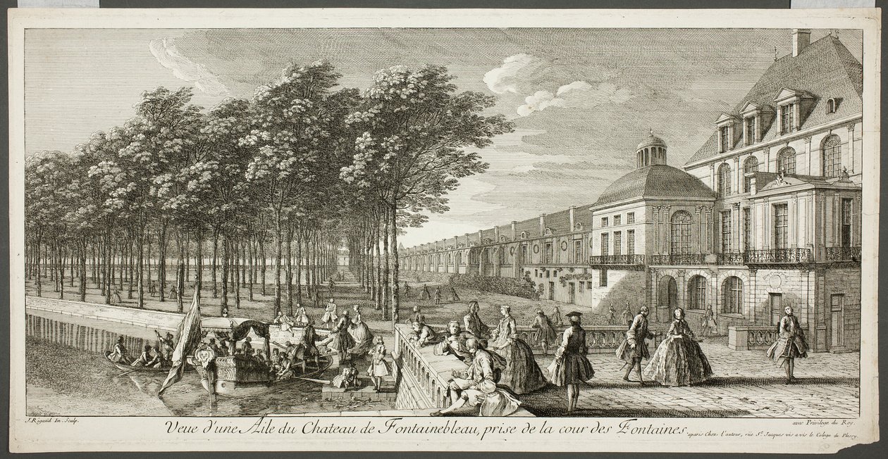 Gezicht op een vleugel van het paleis van Fontainebleau, uit de serie Le Château de Fontainebleau door Jacques Rigaud