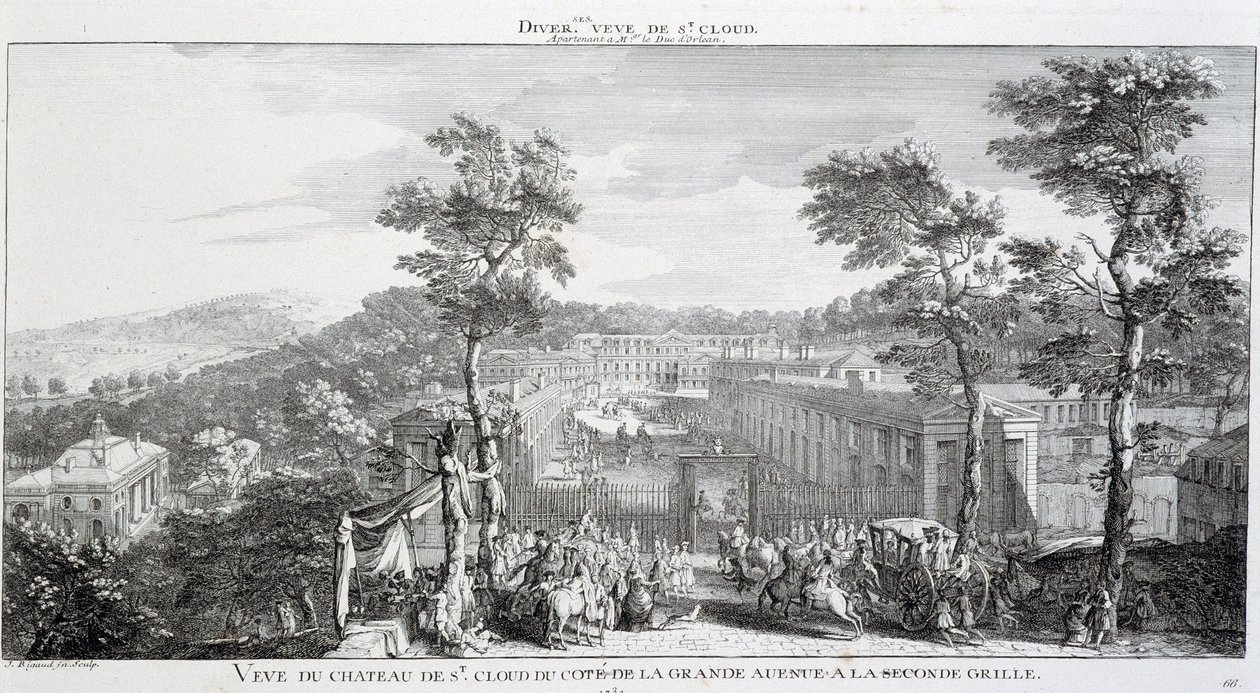 Uitzicht op het Kasteel in het park van St Cloud, aan de kant van de grote laan door Jacques Rigaud