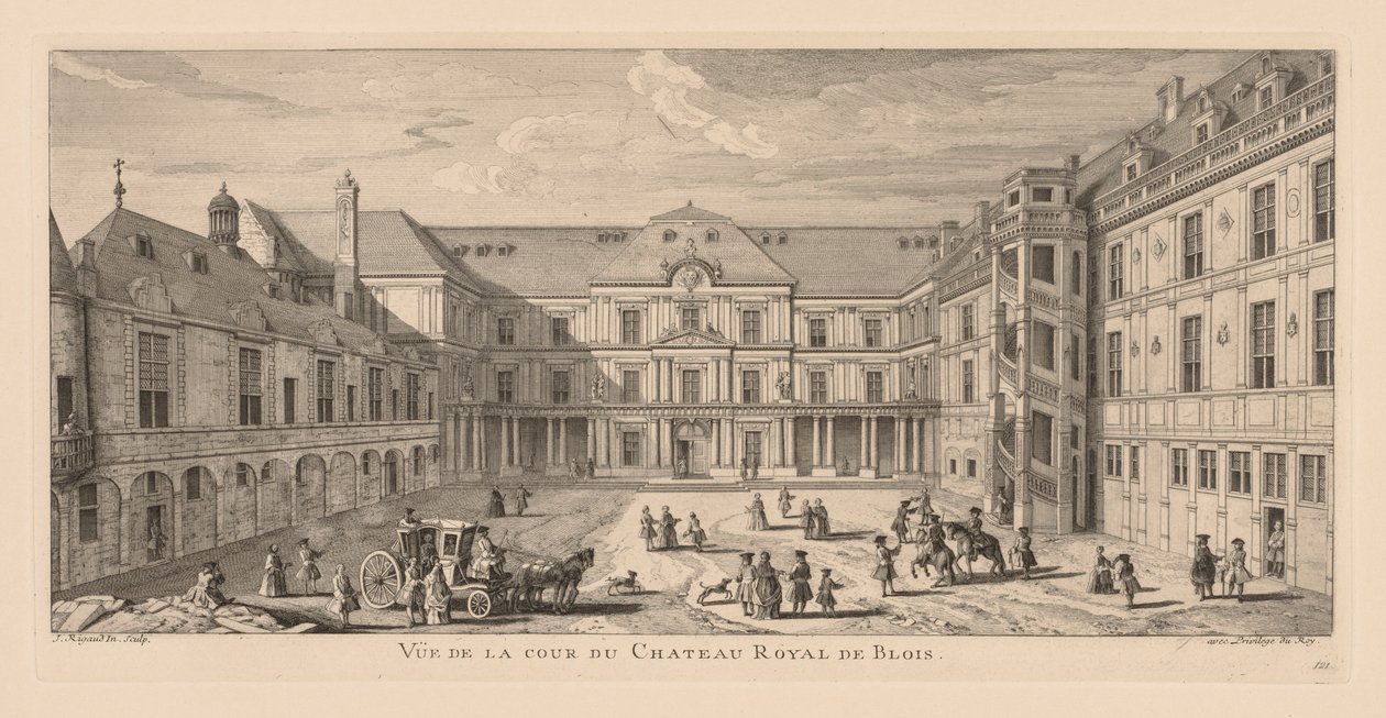 Uitzicht op de binnenplaats van het Kasteel van Blois door Jacques Rigaud